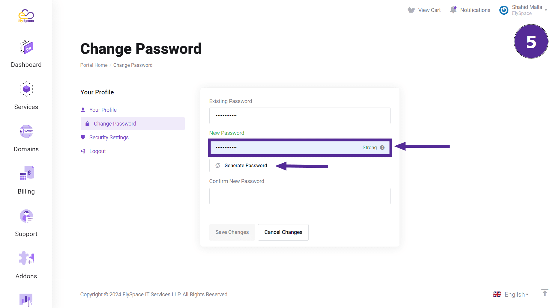 new password