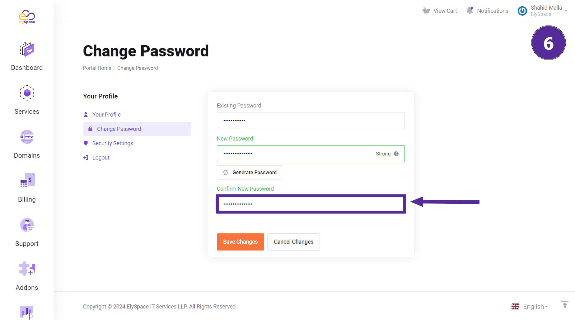 conform password