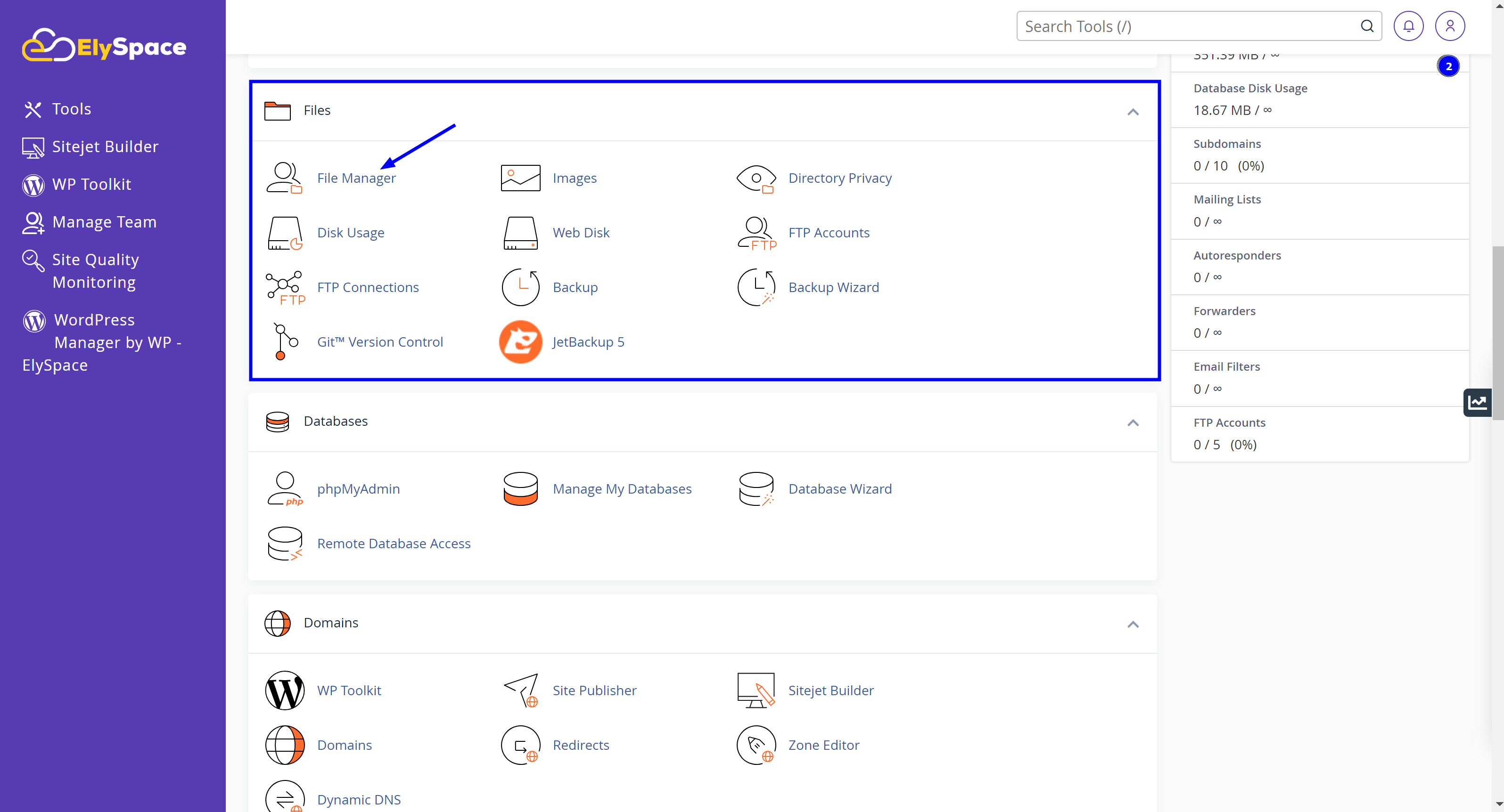 clikc on the file manager