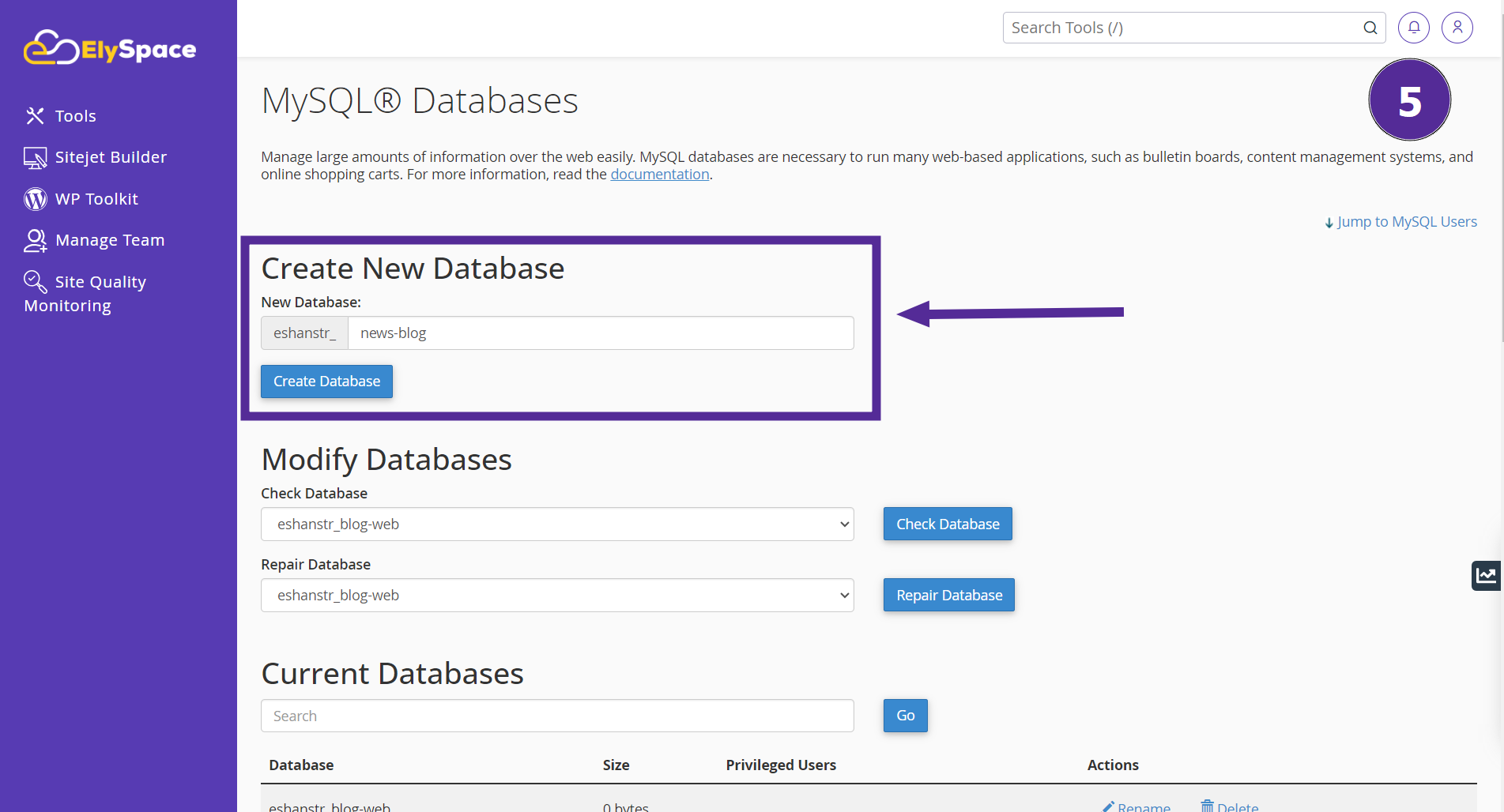 create a new database